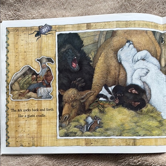 4/$20 Scholastic 'On Noah's Ark' by Jan Brett - Illustrated Animal Cover - Picture 3 of 5